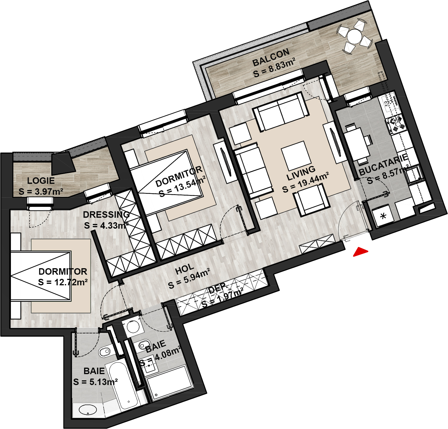 Apartament cu 3 camere Brasov